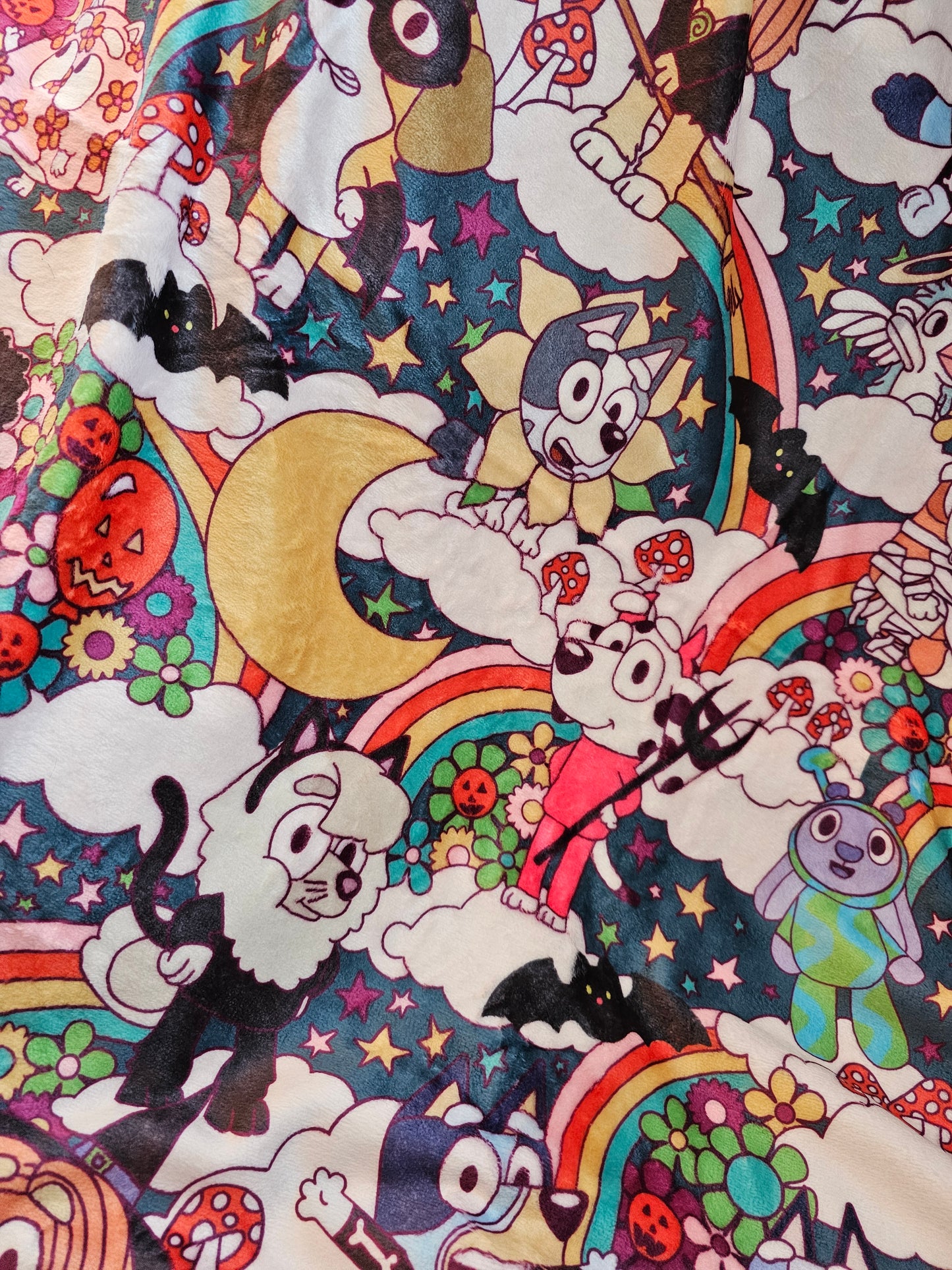 Rts: rainbow halloween heeler blanket 50x60