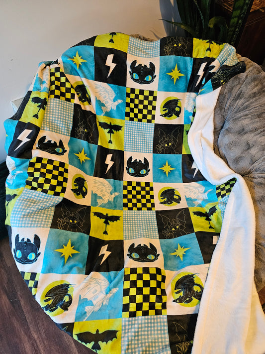 Preorder: toothless dragon patches 50x60 blanket