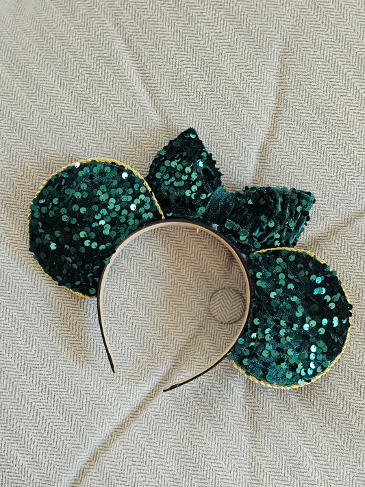 Emerald frog sequins ear headband