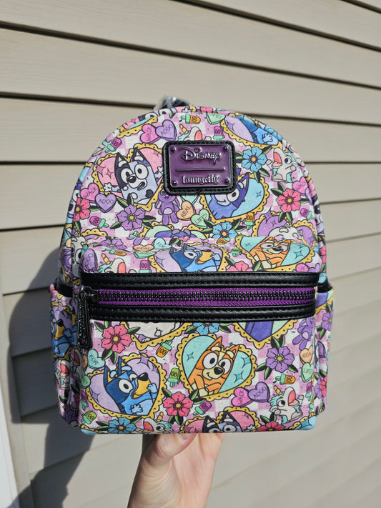 Candy hearts heeler custom fabric mini backpack