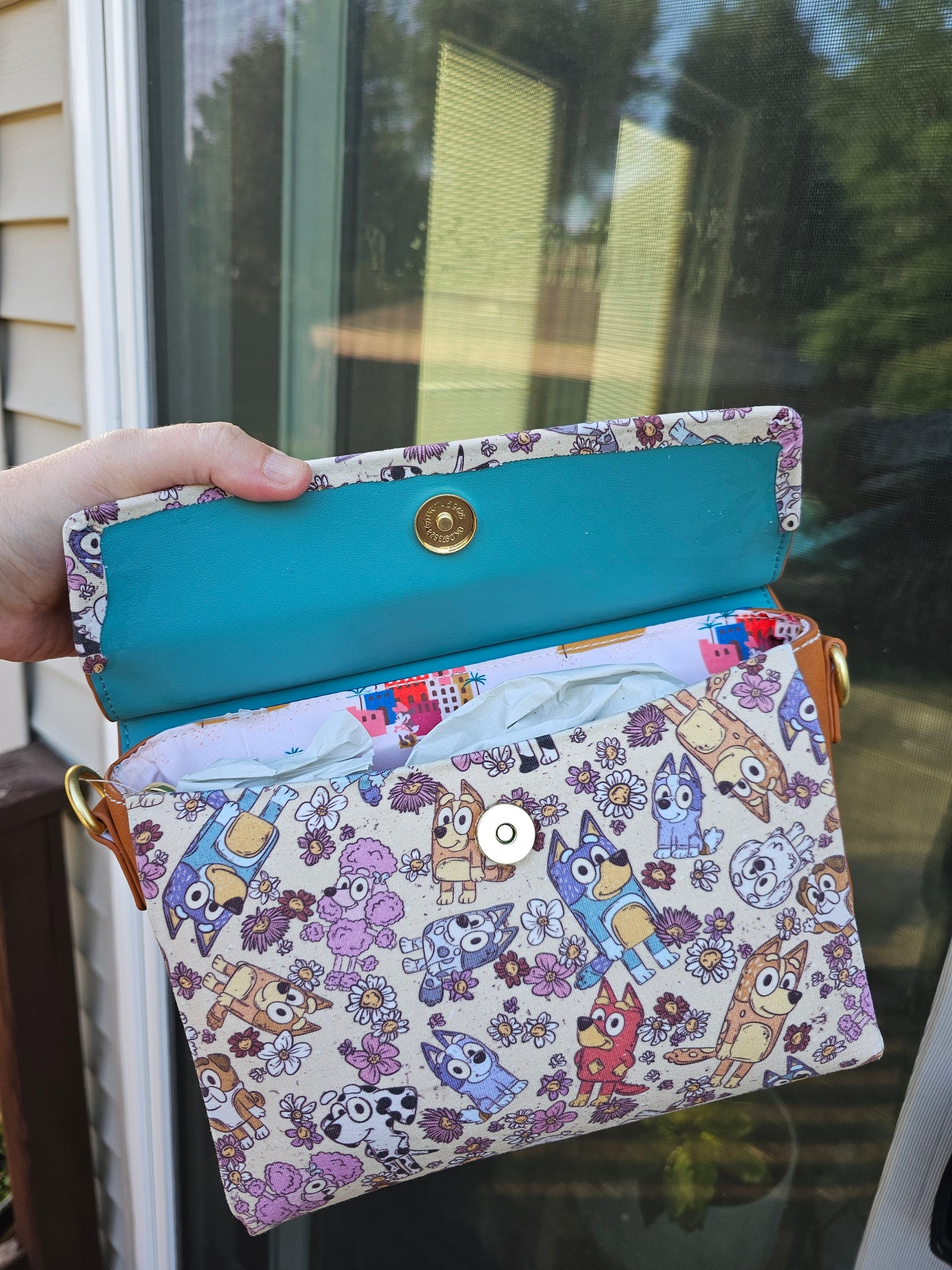 Custom flower heeler crossbody bag